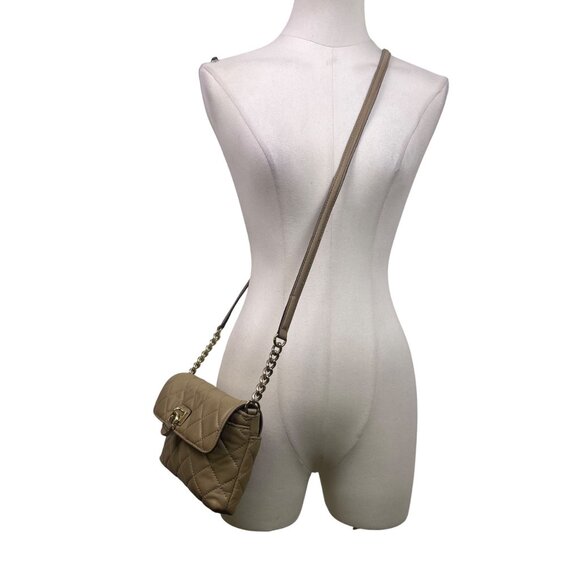 Calvin Klein Women’s Taupe Quilted Faux Leather Chain Strap Crossbody Bag - Picture 9 of 11